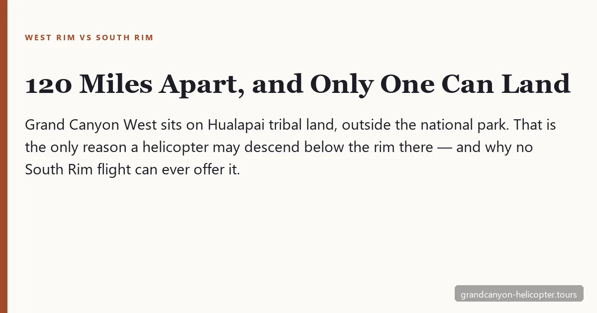 Grand Canyon West Rim versus South Rim helicopter tours compared